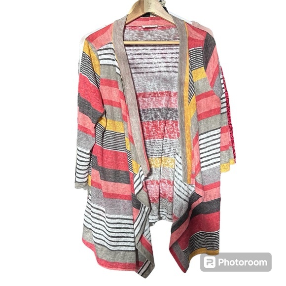 flamingo urban striped open front knit cover up cardigan, WS9 - Picture 1 of 8